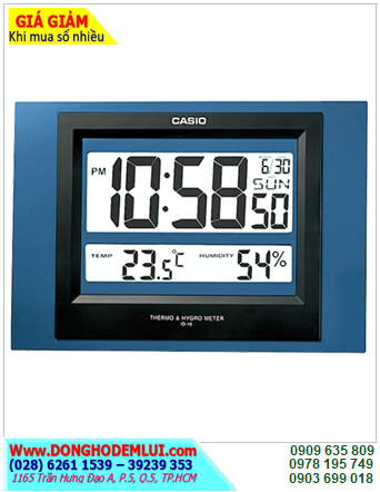 CASIO ID-16S-2DF, Đồng hồ Treo tường Xem giờ Casio ID-16S-2DF (giờ/phút/giây/ngày tháng/nhiệt độ/độ ẩm) chính hãng /Bảo hành 01 năm 
